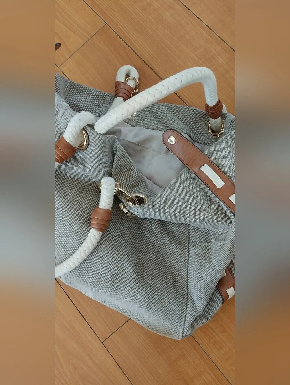 Stunning MICHAEL KORS Canvas Rope-Handle Tote Bag Satchel Purse Handbag Shoulder